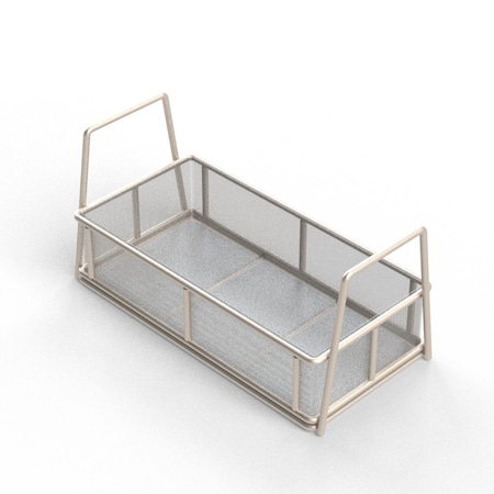 Anysizebasket Rectangular Wire Mesh Basket: 12Lx6Wx3H, 304 SS, 1/4 Rod Frame, Stacking Handles, Mesh: 30 x .012 TMT-120060030-A30S